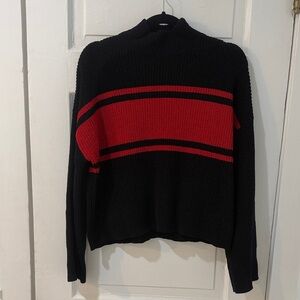 Sanctuary Black and Red Women's Turtleneck Sweater